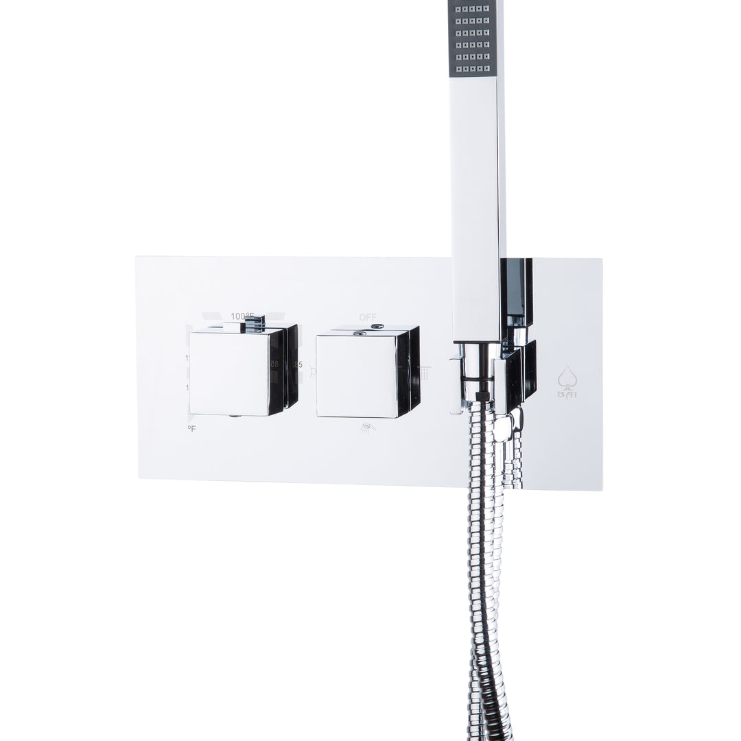 BAI 0113 Concealed Thermostatic Shower Mixer Valve with Handheld Shower in Polished Chrome Finish