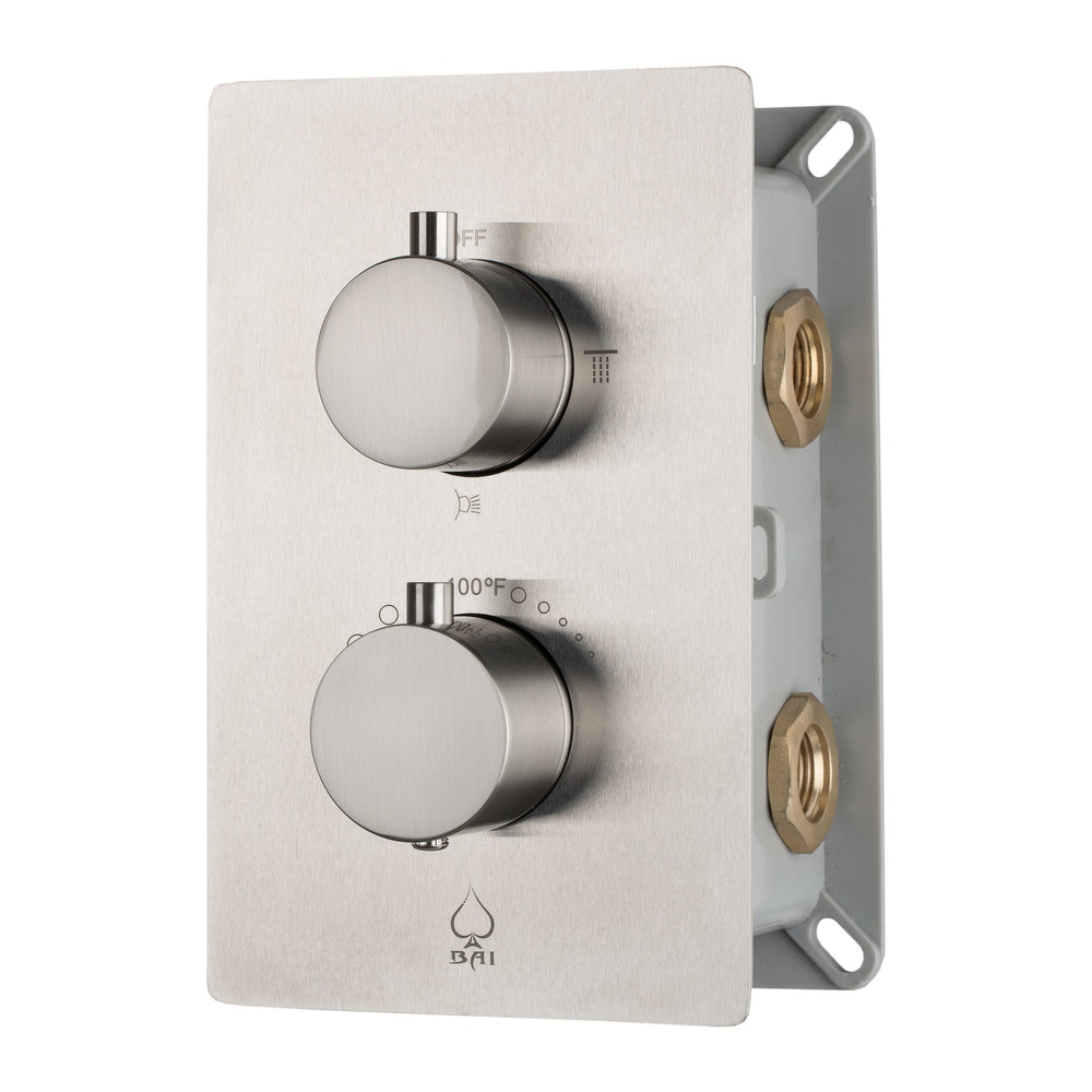 BAI 0126 Concealed Thermostatic Shower Mixer Valve in Brushed Nickel Finish
