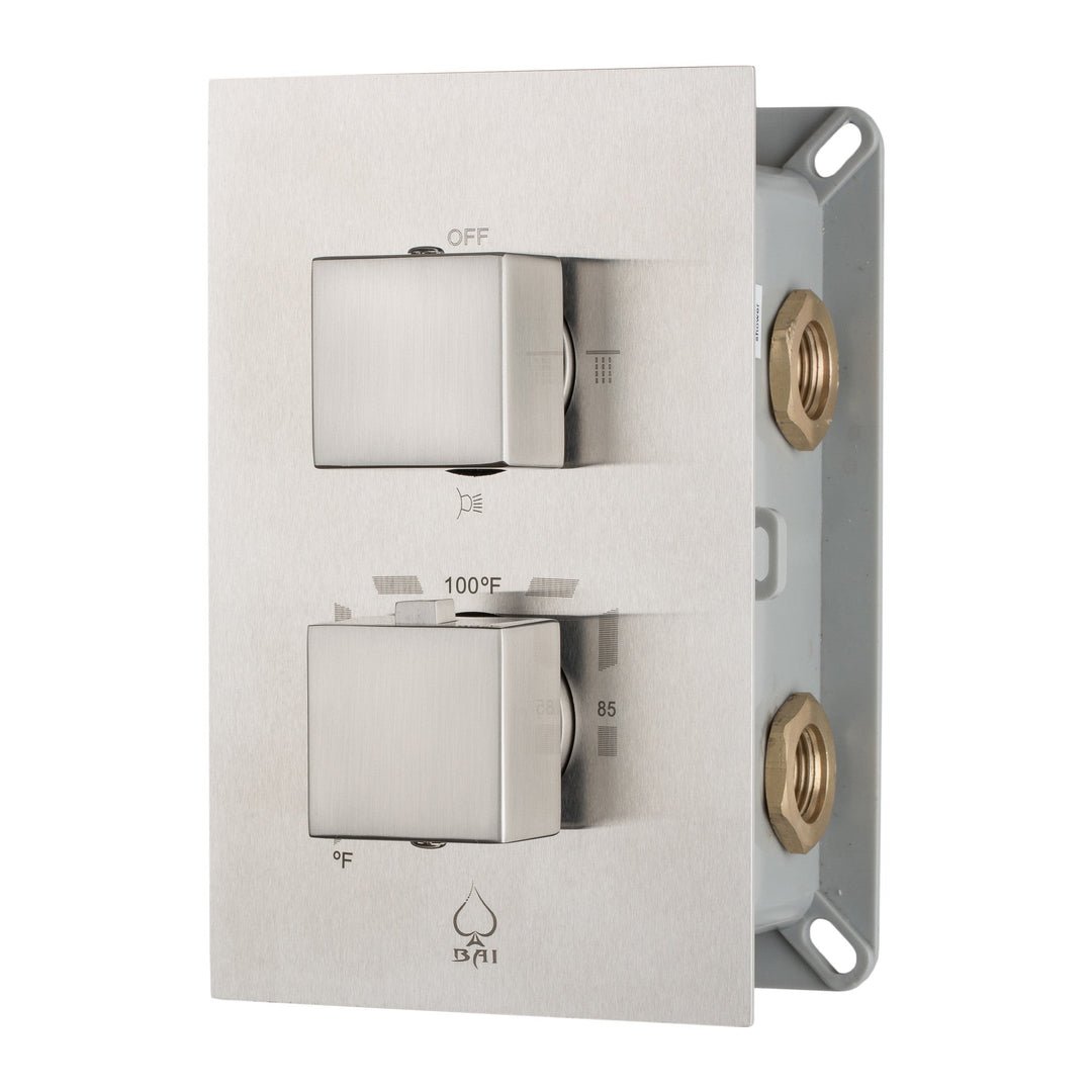 BAI 0128 Concealed Thermostatic Shower Mixer Valve in Brushed Nickel Finish