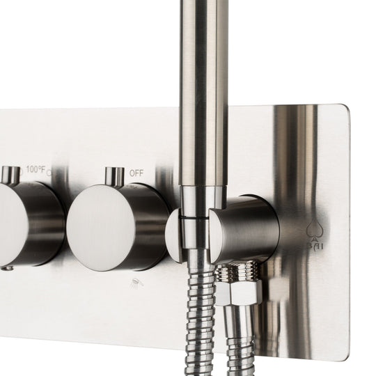 BAI 0132 Concealed Thermostatic Shower Mixer Valve with Handheld Shower in Brushed Nickel Finish