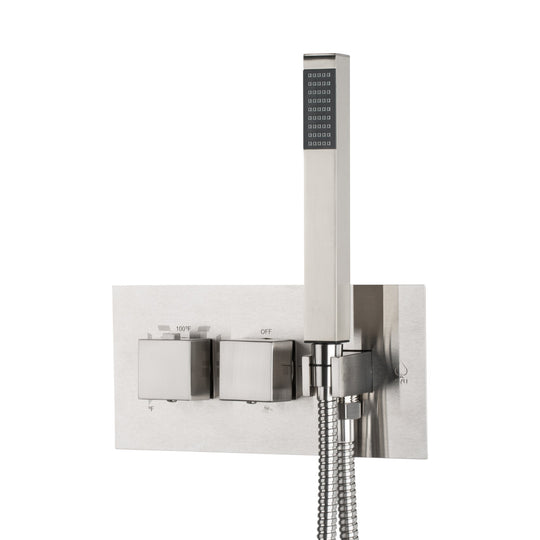 BAI 0133 Concealed Thermostatic Shower Mixer Valve with Handheld Shower in Brushed Nickel Finish
