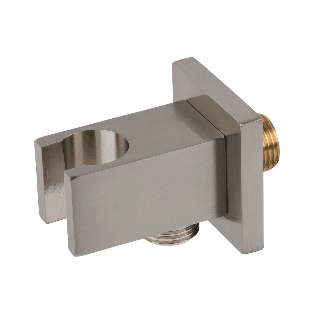BAI 0165 Wall Mounted Handheld Shower Holder with Integrated Hose Connection in Brushed Nickel Finish