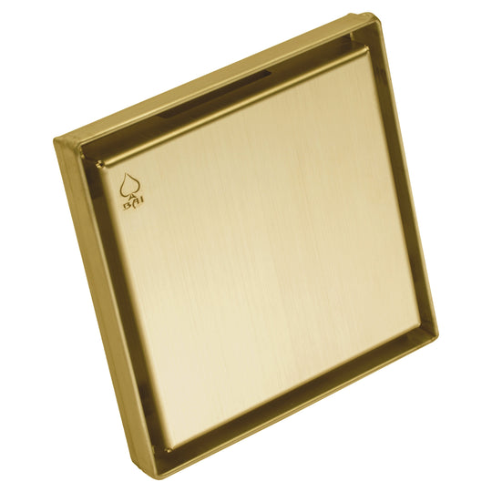 BAI 0500 Stainless Steel 5-inch Square Shower Drain in Brushed Gold
