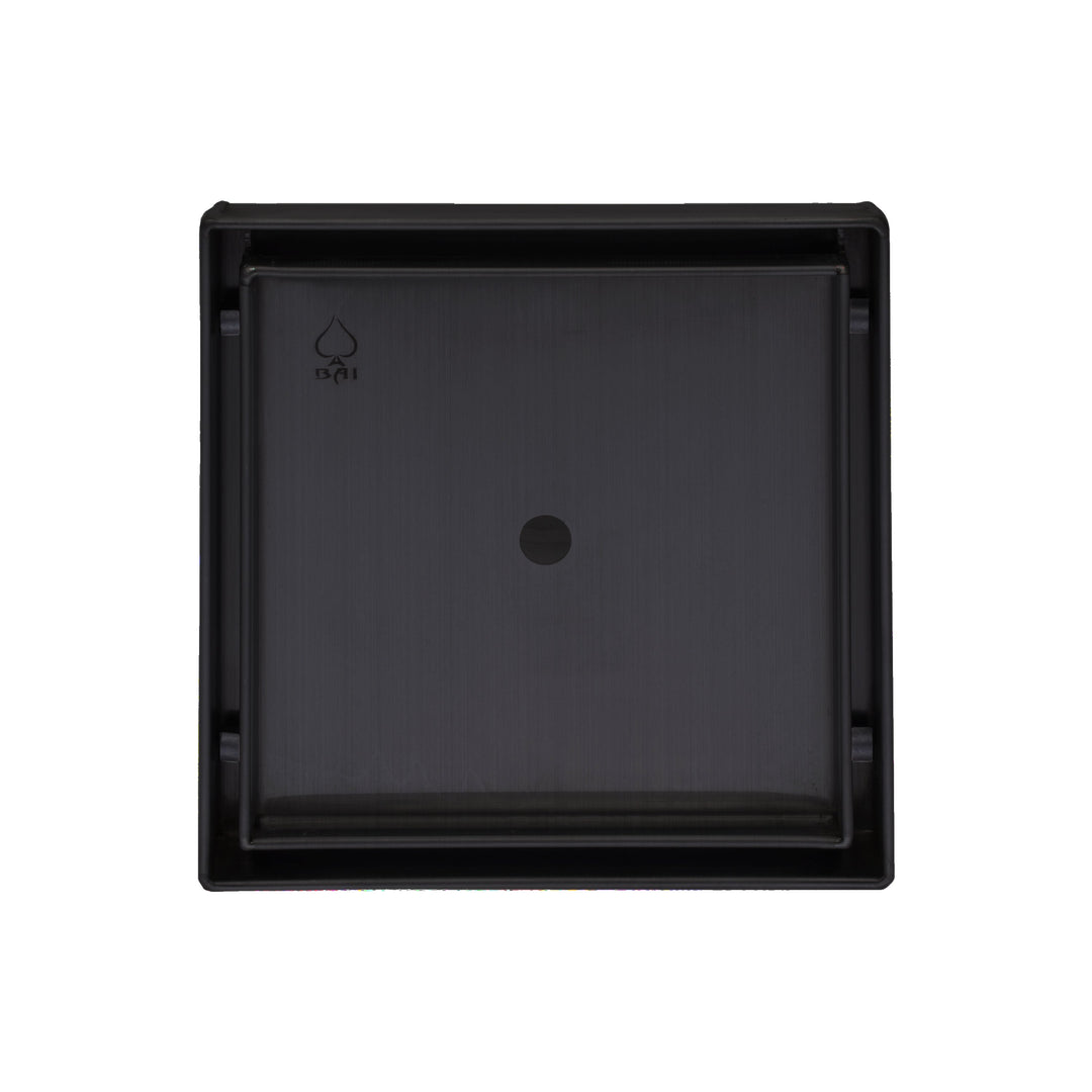 BAI 0512 Stainless Steel 5-inch Tile Insert Square Shower Drain in Matte Black