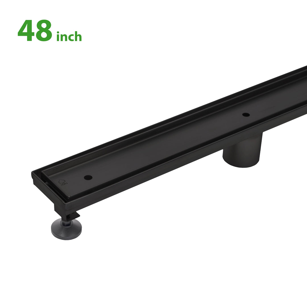 BAI 0516 Stainless Steel 48-inch Tile Insert Linear Shower Drain in Matte Black