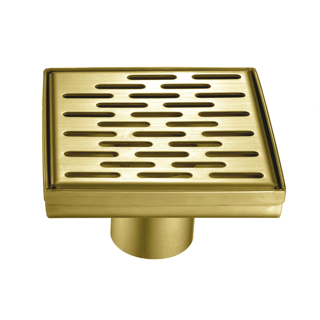 BAI 0518 Stainless Steel 5-inch Square Shower Drain in Brushed Gold