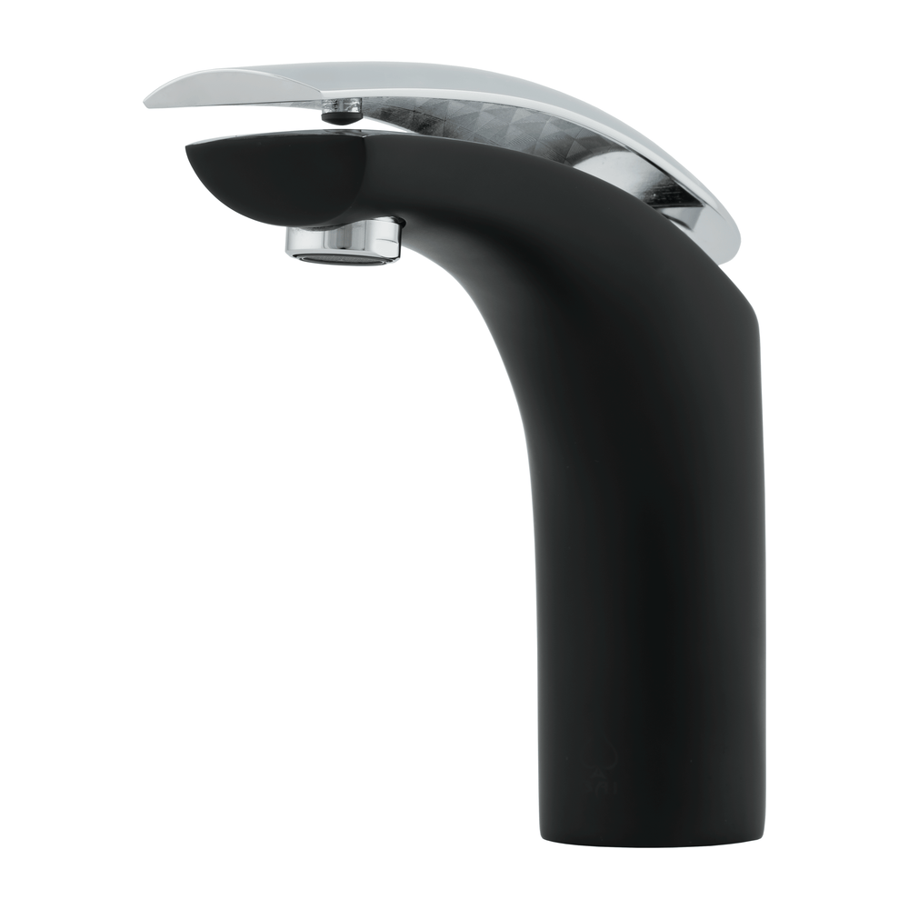 BAI 0611 Single Handle Contemporary Bathroom Faucet in Black and Polished Chrome Finish