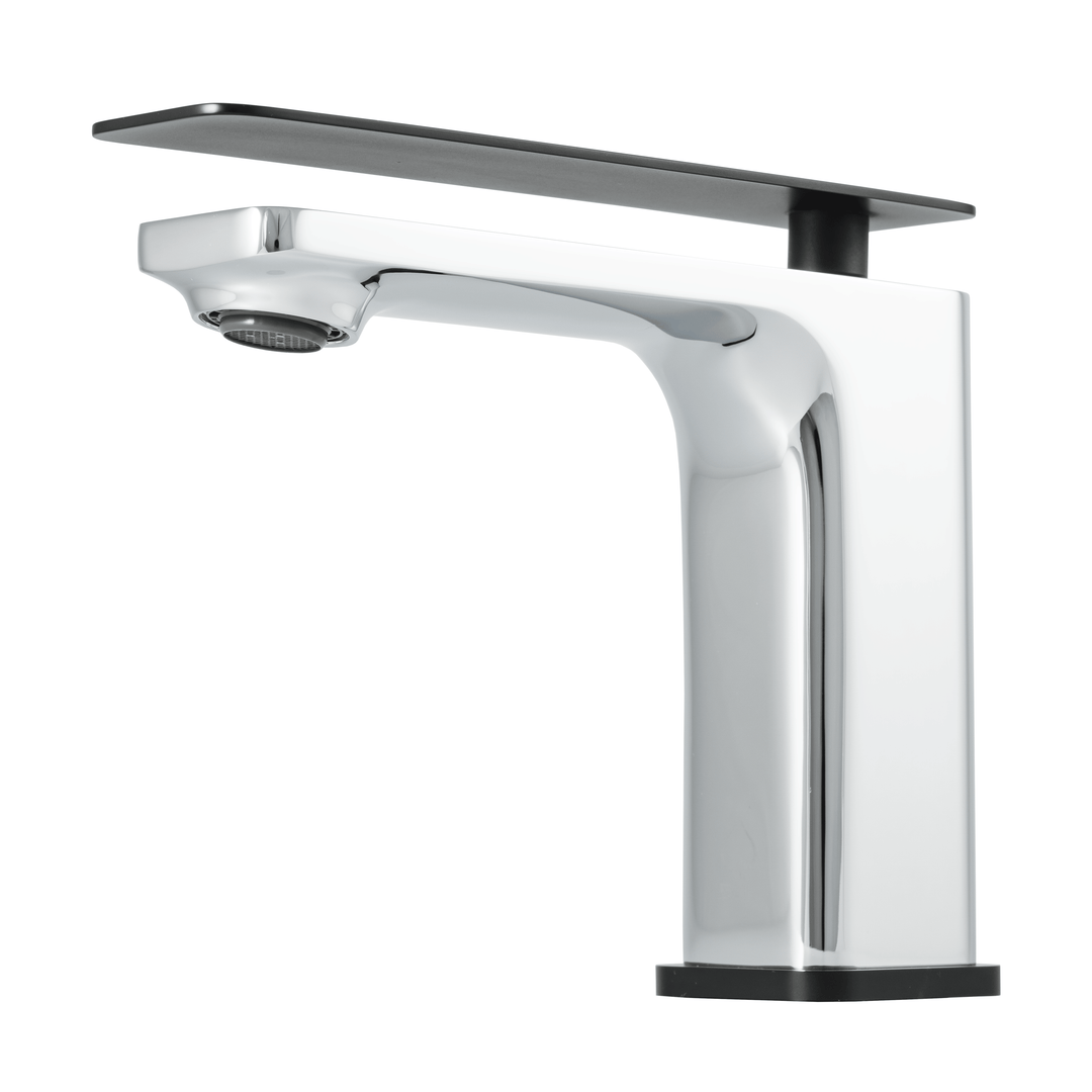 BAI 0682 Single Handle Contemporary Bathroom Faucet in Black and Polished Chrome Finish