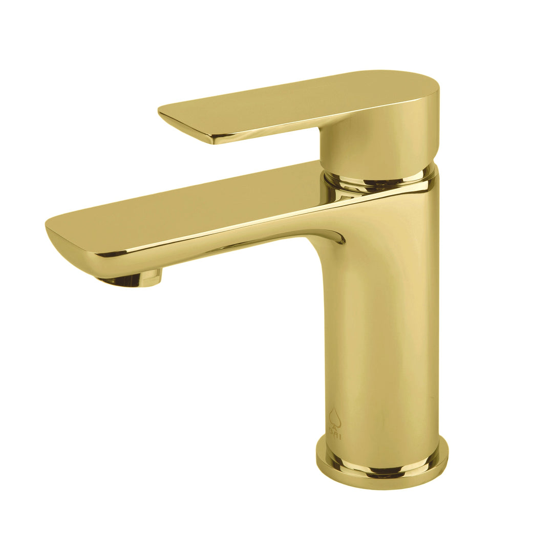 BAI 0690 Single Handle Contemporary Bathroom Faucet in Brushed Gold Finish