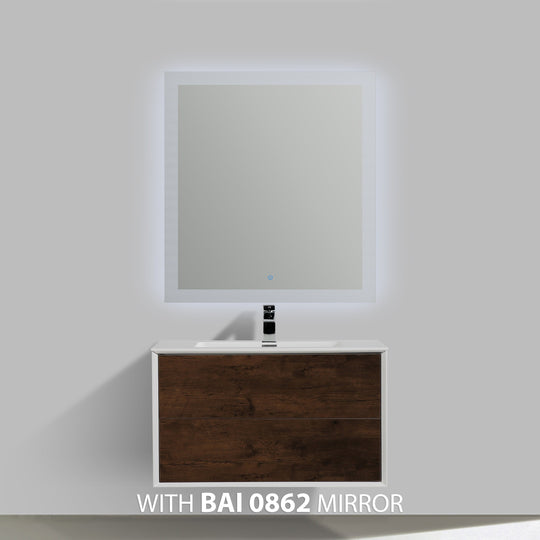 BAI 0705 Wall Hung 36-inch Bathroom Vanity in Rose Wood Finish