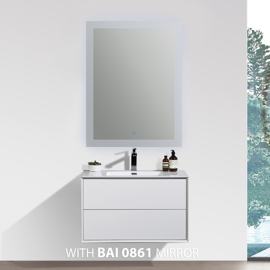 BAI 0718 Wall Hung 30-inch Bathroom Vanity in Gloss White Finish