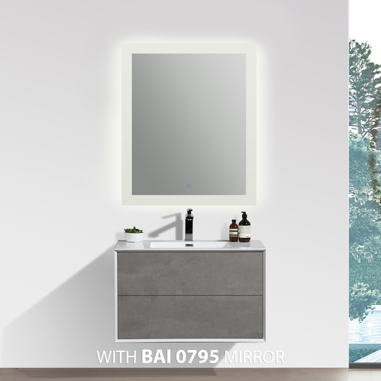 BAI 0719 Wall Hung 30-inch Bathroom Vanity in Stone Gray Finish