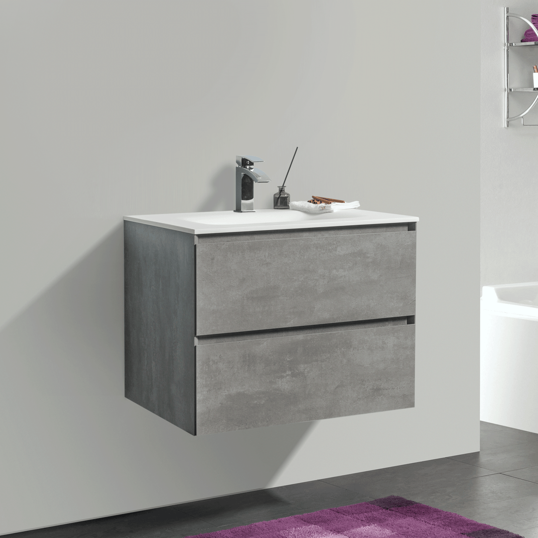 BAI 0802 Wall Hung 26-inch Bathroom Vanity in Stone Gray Finish