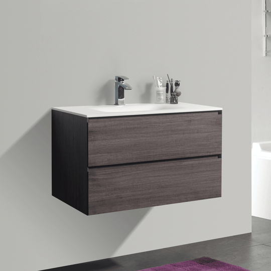 BAI 0810 Wall Hung 34-inch Bathroom Vanity in Graphite Wood Finish