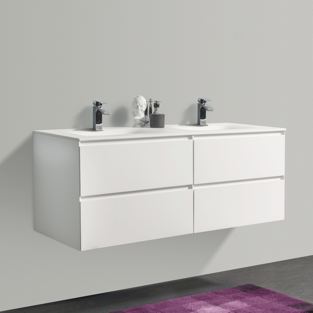 BAI 0818 Wall Hung 52-inch Bathroom Vanity in Matte White Finish