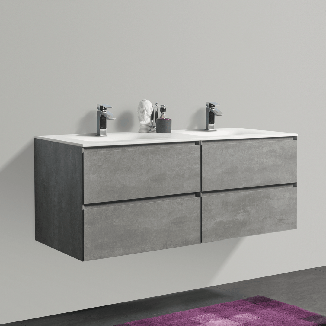 BAI 0820 Wall Hung 52-inch Bathroom Vanity in Stone Gray Finish