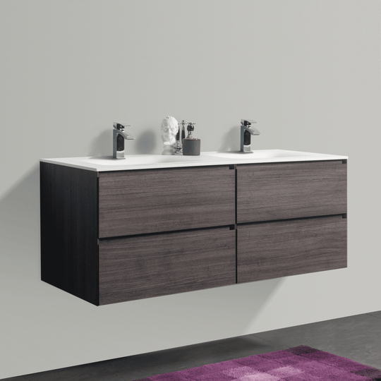BAI 0822 Wall Hung 52-inch Bathroom Vanity in Graphite Wood Finish