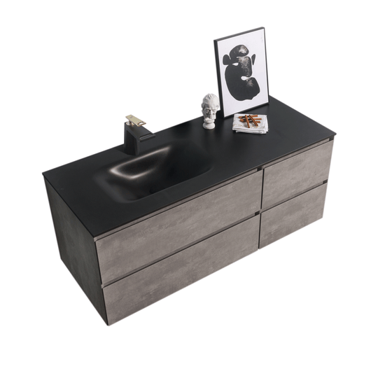 BAI 0827 Wall Hung 52-inch Bathroom Vanity in Stone Gray Finish