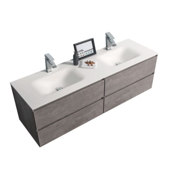 BAI 0832 Wall Hung 68-inch Bathroom Vanity in Stone Gray Finish