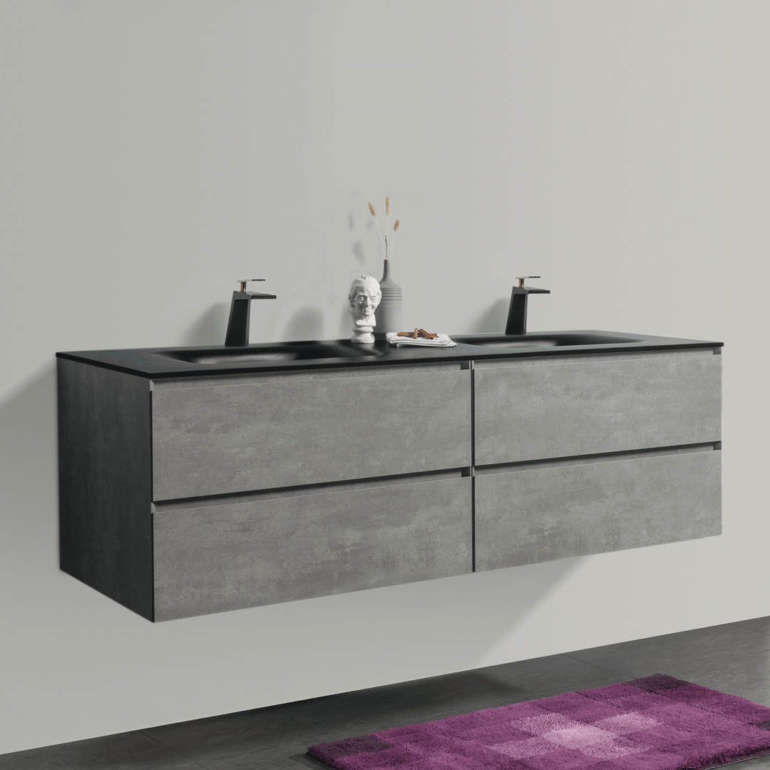 BAI 0833 Wall Hung 68-inch Bathroom Vanity in Stone Gray Finish