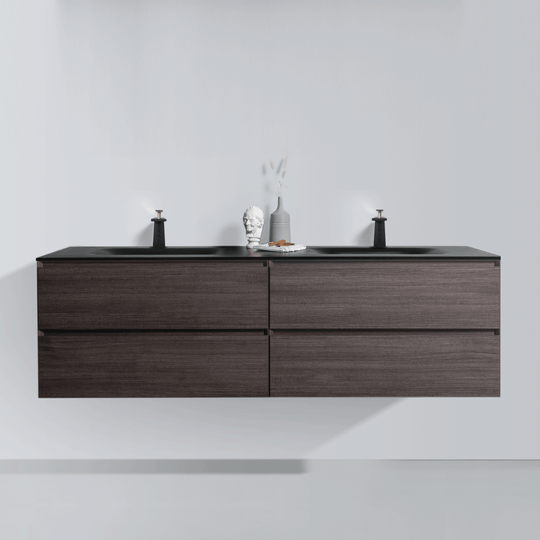 BAI 0835 Wall Hung 68-inch Bathroom Vanity in Graphite Wood Finish