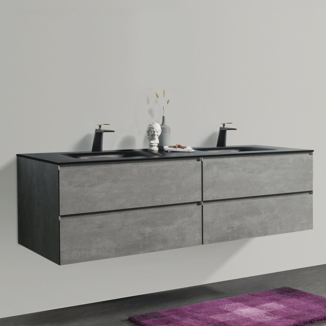 BAI 0840 Wall Hung 84-inch Bathroom Vanity in Stone Gray Finish