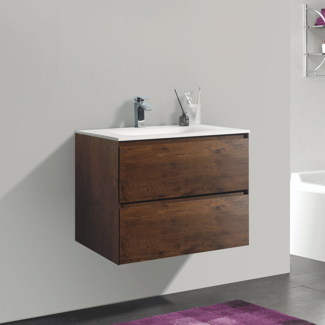 BAI 0843 Wall Hung 26-inch Bathroom Vanity in Rose Wood Finish