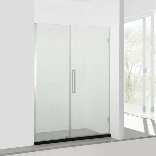 BAI 0926 Frameless 48-inch Glass Shower Enclosure with Fixed Panel and Swinging French Door