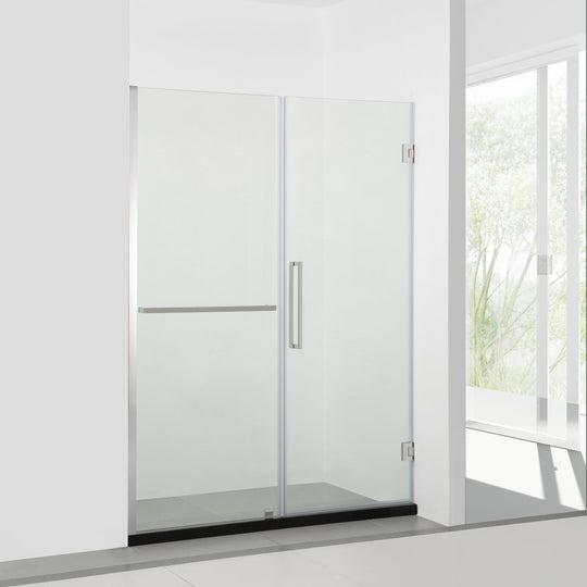 BAI 0928 Frameless 72-inch Glass Shower Enclosure with Fixed Panel and Swinging French Door