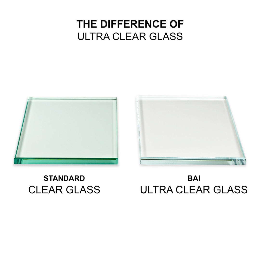 BAI 0947 Frameless 38-inch Ultra Clear Single Shower Glass Panel with Silk Printed Window-Pane