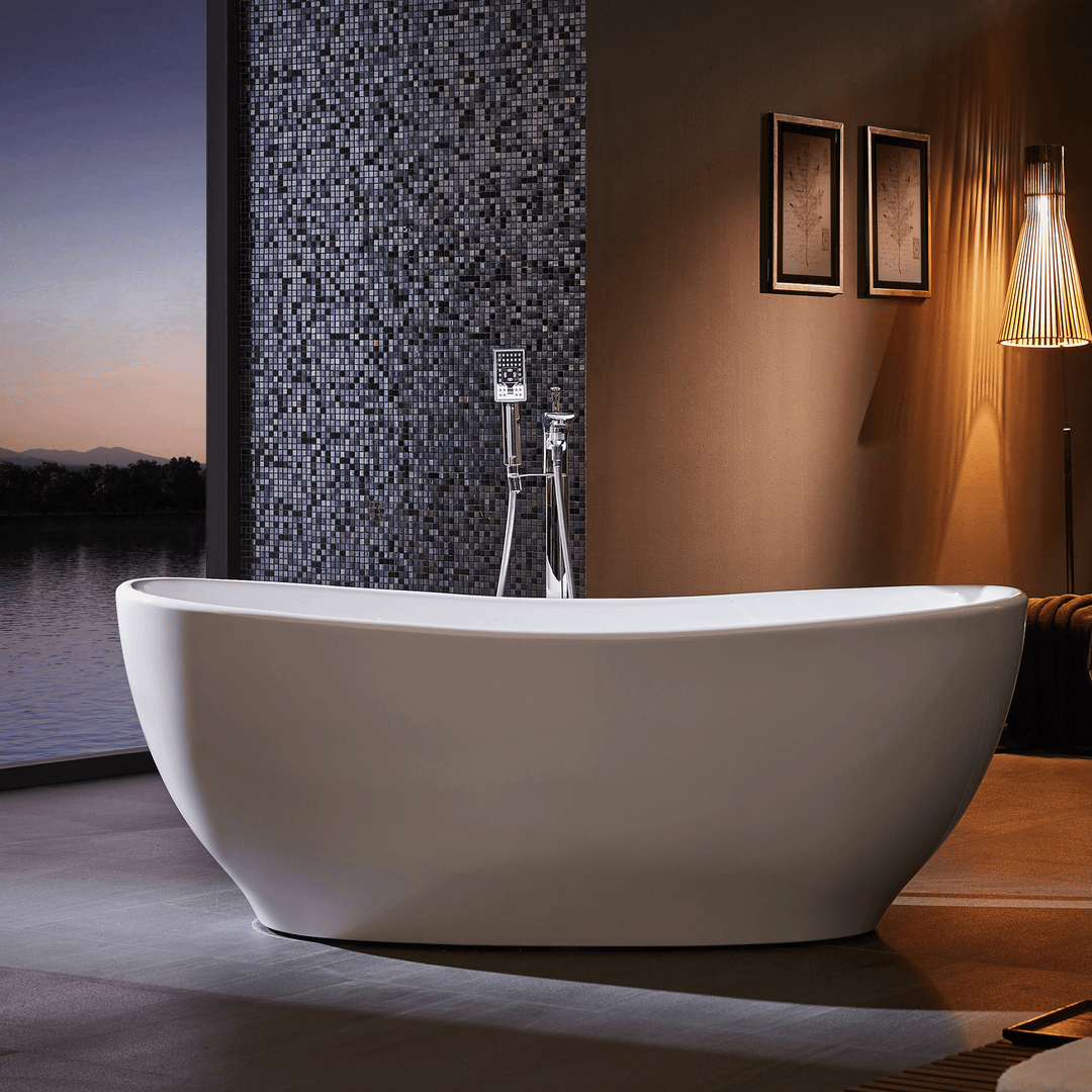 BAI 1612 Acrylic Freestanding Soaking Bathtub 67-inches