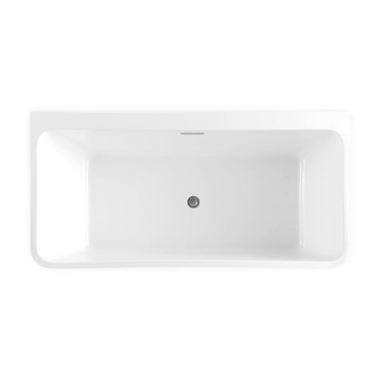 BAI 1620 Acrylic Freestanding Wall Touch Soaking Bathtub 63-inches