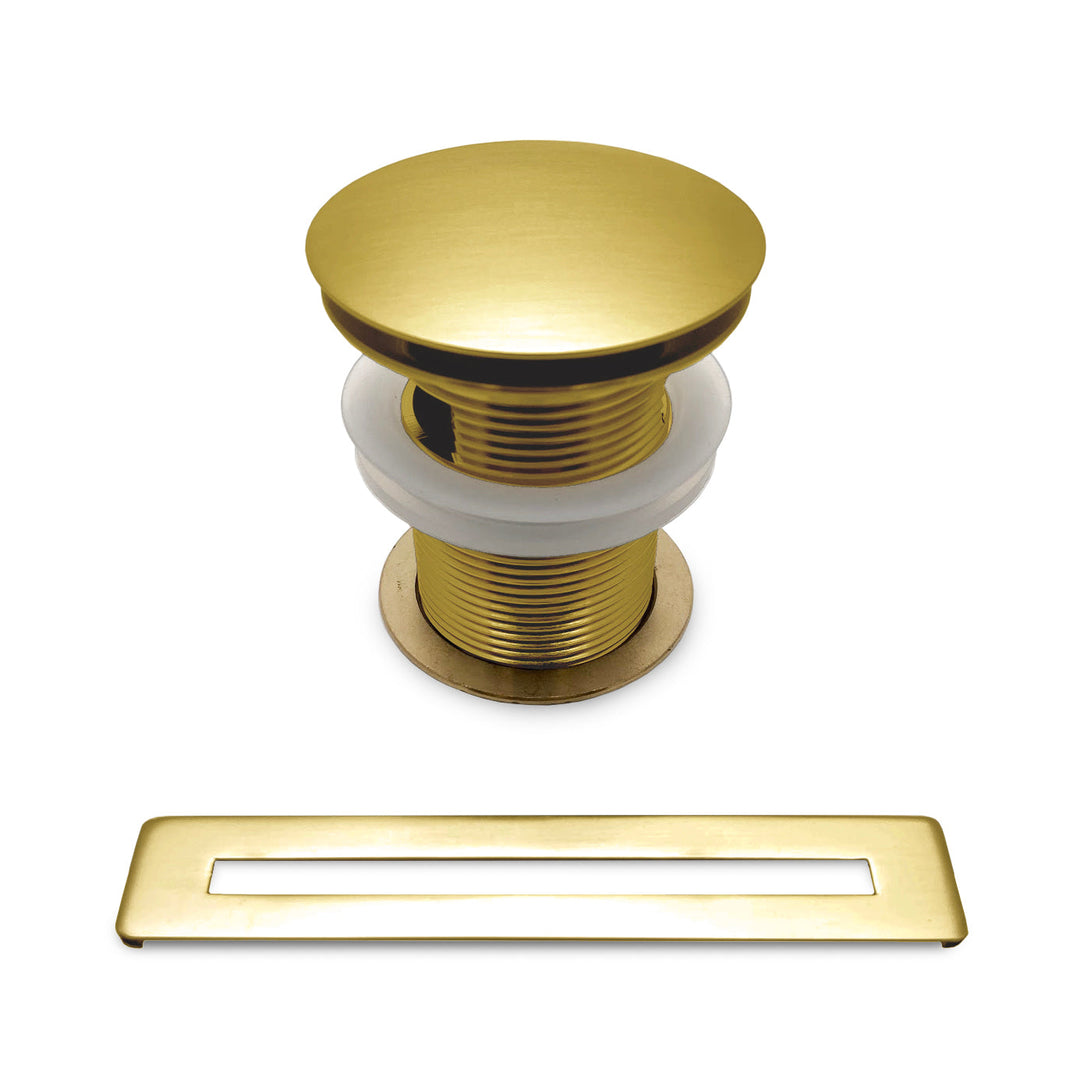 BAI 1699 Pop-up Drain with Overflow Trim for Freestanding Bathtubs in Brushed Gold