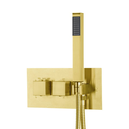 BAI 2118 Concealed Thermostatic Shower Mixer Valve with Handheld Shower in Brushed Gold Finish