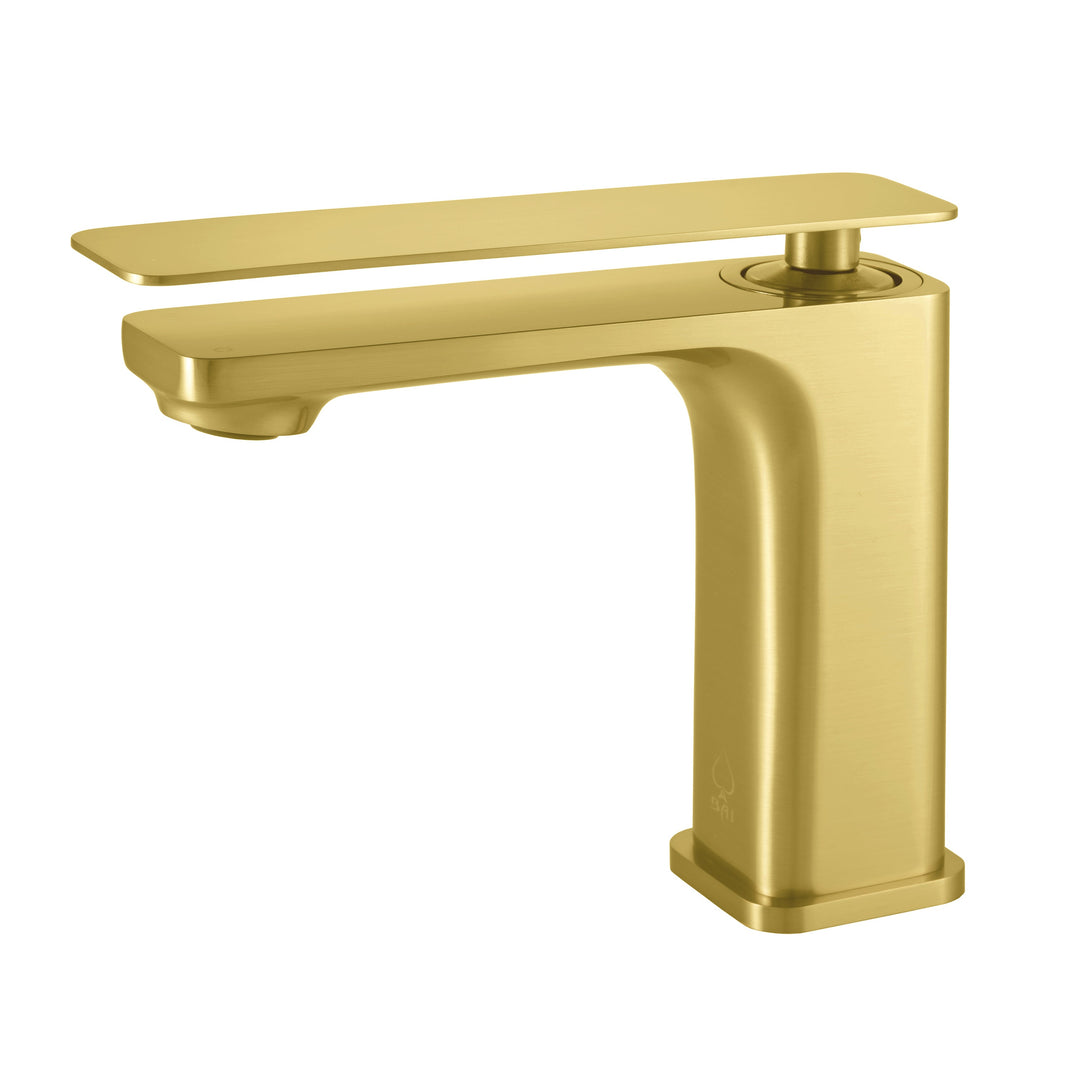 BAI 2609 Single Handle Contemporary Bathroom Faucet in Brushed Gold Finish