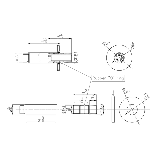 Technical drawings for BAI 0454 Ceiling Mounted 3-inch Shower Head Arm in Matte Black Finish