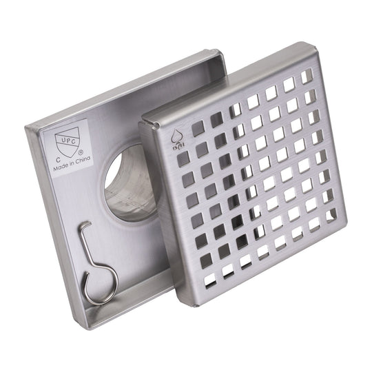BAI 0574 Stainless Steel 5-inch Square Shower Drain